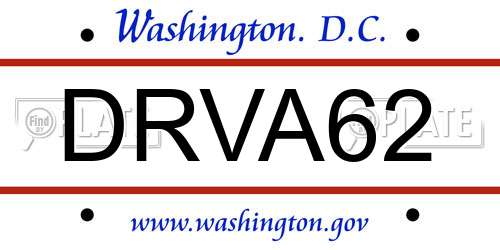 DRVA62 District Of Columbia License Plate