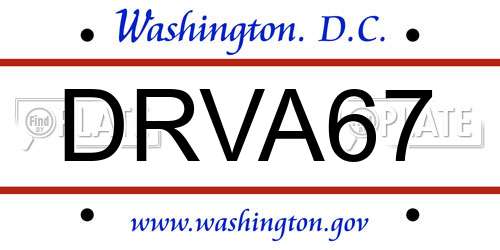 DRVA67 District Of Columbia License Plate