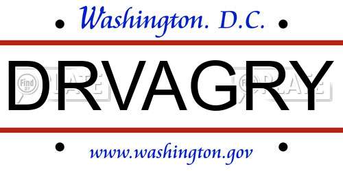 DRVAGRY District Of Columbia License Plate