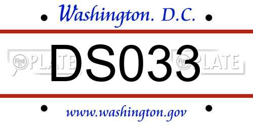 DS033 District Of Columbia License Plate