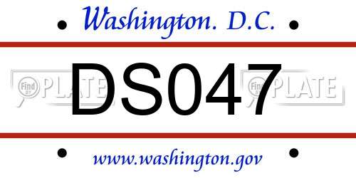 DS047 District Of Columbia License Plate