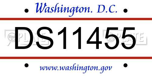 DS11455 District Of Columbia License Plate
