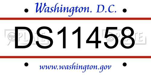 DS11458 District Of Columbia License Plate