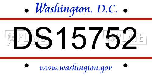 DS15752 District Of Columbia License Plate