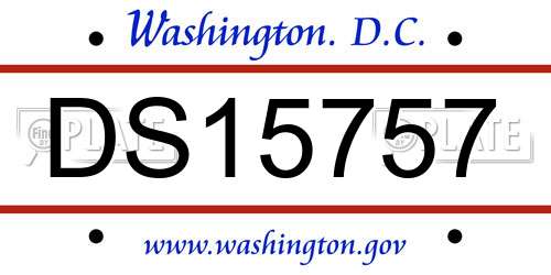 DS15757 District Of Columbia License Plate