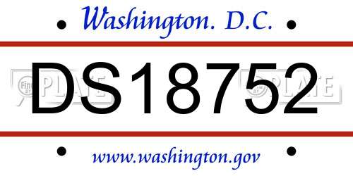 DS18752 District Of Columbia License Plate