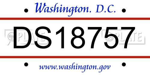 DS18757 District Of Columbia License Plate