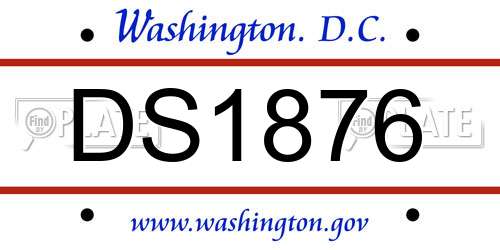 DS1876 District Of Columbia License Plate
