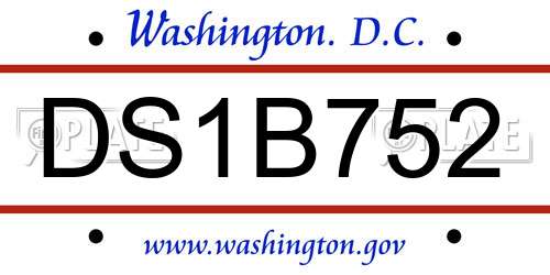 DS1B752 District Of Columbia License Plate