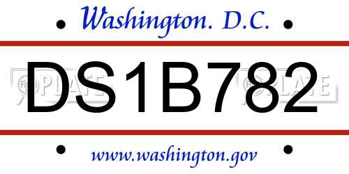 DS1B782 District Of Columbia License Plate