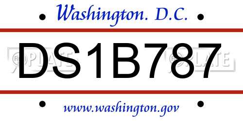 DS1B787 District Of Columbia License Plate