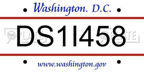 DS1I458 District Of Columbia License Plate