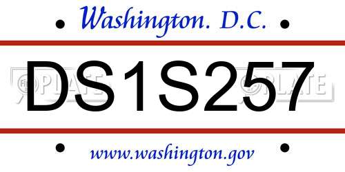 DS1S257 District Of Columbia License Plate