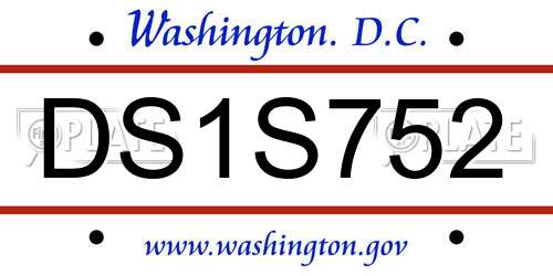 DS1S752 District Of Columbia License Plate