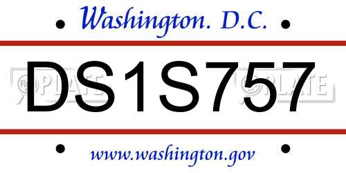 DS1S757 District Of Columbia License Plate