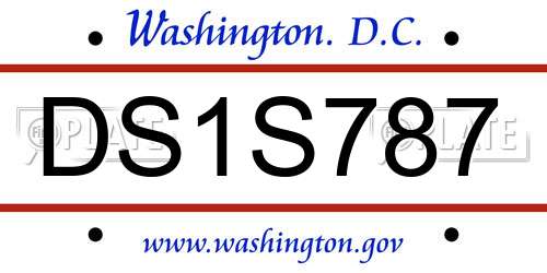DS1S787 District Of Columbia License Plate