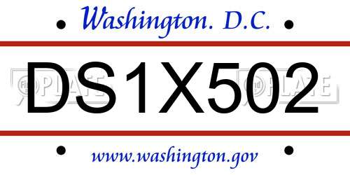 DS1X502 District Of Columbia License Plate