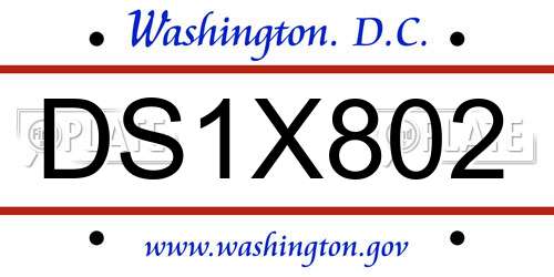 DS1X802 District Of Columbia License Plate