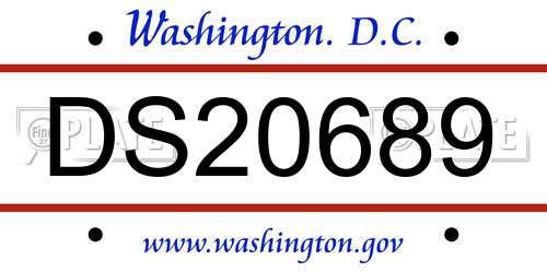 DS20689 District Of Columbia License Plate