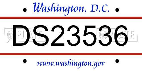 DS23536 District Of Columbia License Plate