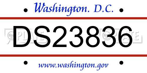 DS23836 District Of Columbia License Plate