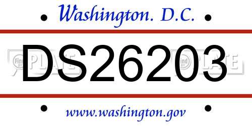 DS26203 District Of Columbia License Plate