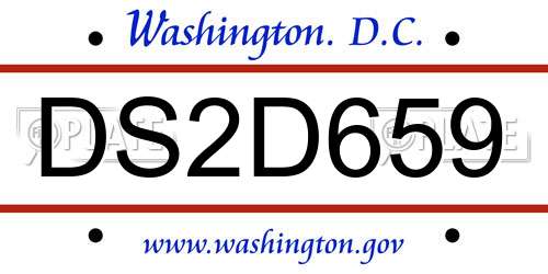 DS2D659 District Of Columbia License Plate