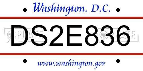 DS2E836 District Of Columbia License Plate