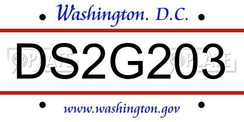 DS2G203 District Of Columbia License Plate