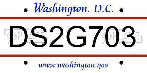 DS2G703 District Of Columbia License Plate