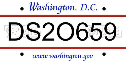 DS2O659 District Of Columbia License Plate