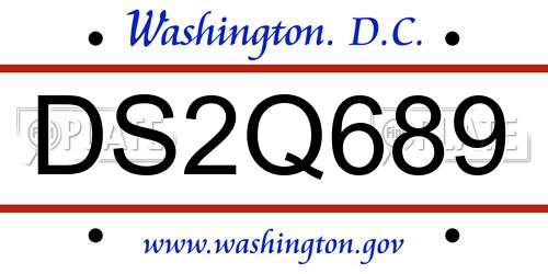 DS2Q689 District Of Columbia License Plate