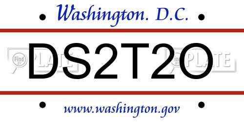 DS2T2O District Of Columbia License Plate