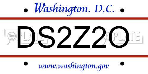 DS2Z2O District Of Columbia License Plate