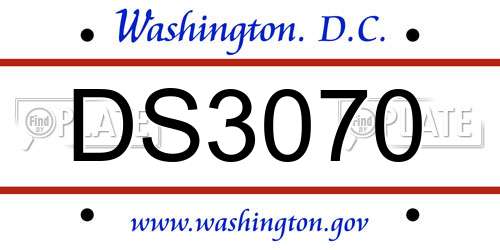 DS3070 District Of Columbia License Plate