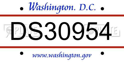 DS30954 District Of Columbia License Plate