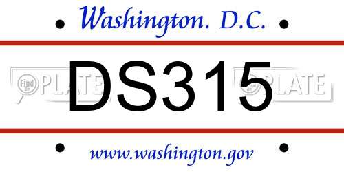 DS315 District Of Columbia License Plate