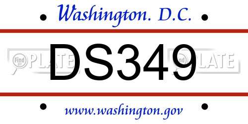 DS349 District Of Columbia License Plate