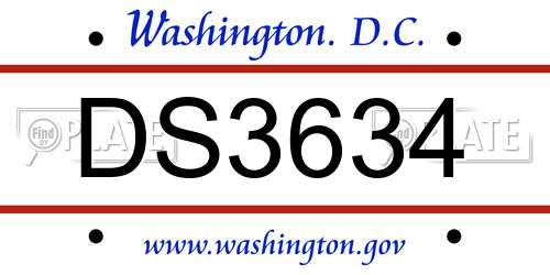 DS3634 District Of Columbia License Plate