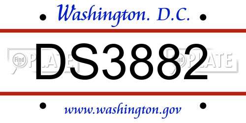 DS3882 District Of Columbia License Plate