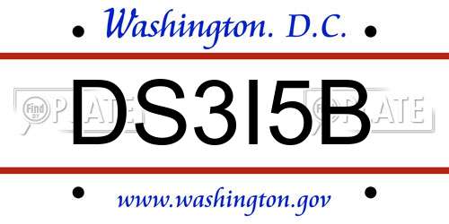 DS3I5B District Of Columbia License Plate