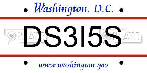 DS3I5S District Of Columbia License Plate