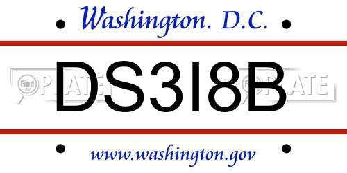 DS3I8B District Of Columbia License Plate