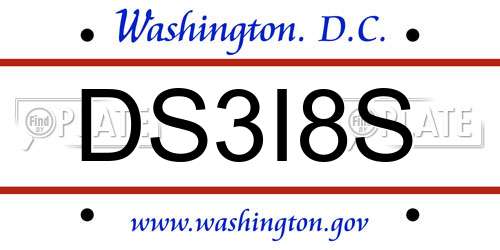 DS3I8S District Of Columbia License Plate