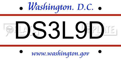 DS3L9D District Of Columbia License Plate