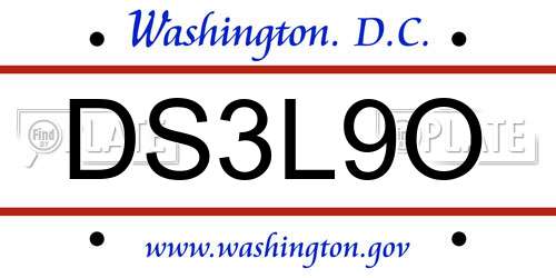 DS3L9O District Of Columbia License Plate
