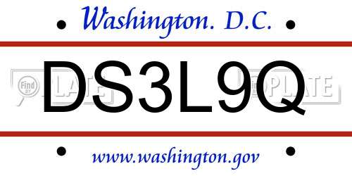 DS3L9Q District Of Columbia License Plate