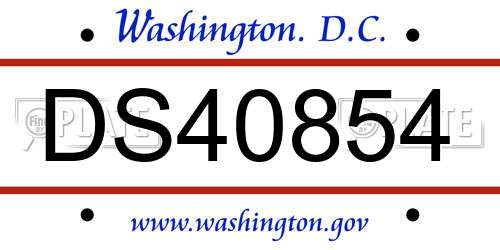 DS40854 District Of Columbia License Plate