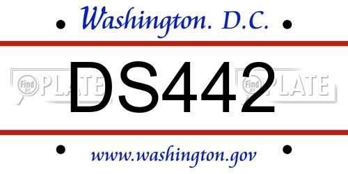 DS442 District Of Columbia License Plate