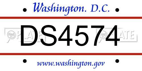 DS4574 District Of Columbia License Plate